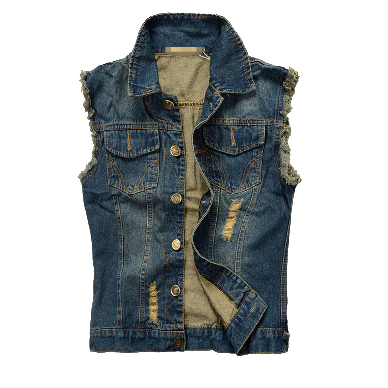 Ripped Washed Jeans Vest hipsterra.com